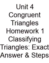 Unit 4 Congruent Triangles Homework 1 Classifying Triangles: Exact Answer & Steps