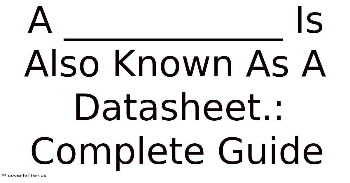 A ____________ Is Also Known As A Datasheet.: Complete Guide