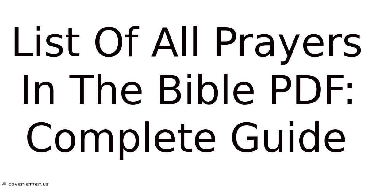 List Of All Prayers In The Bible PDF: Complete Guide