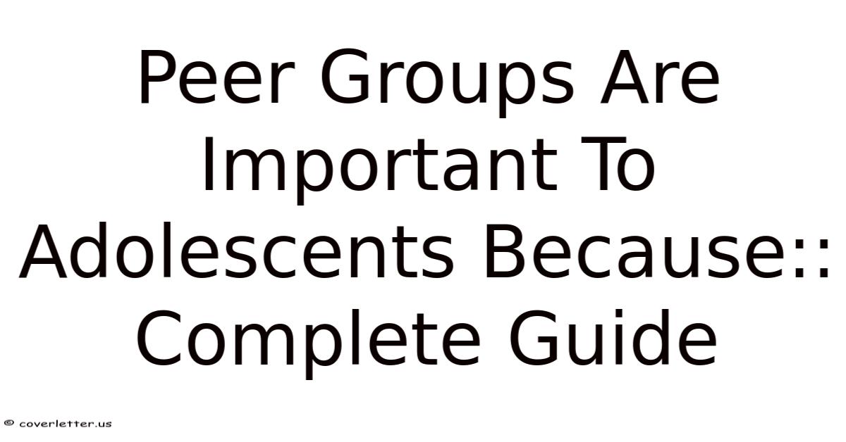 Peer Groups Are Important To Adolescents Because:: Complete Guide