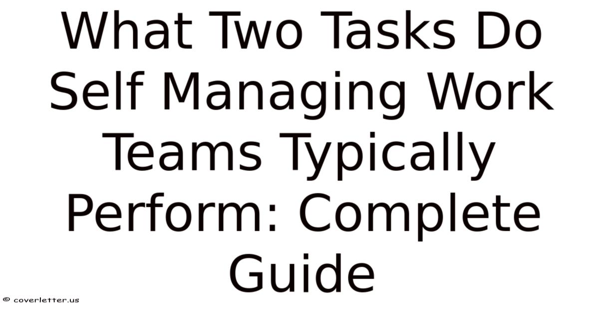 What Two Tasks Do Self Managing Work Teams Typically Perform: Complete ...